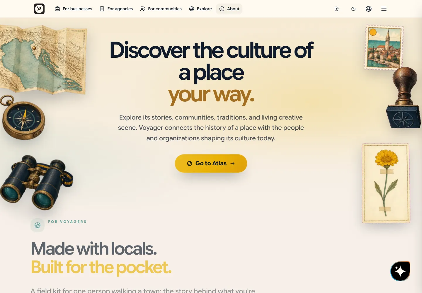Prima pagina de Voyager col titolo “Discover the culture of a place your way.”